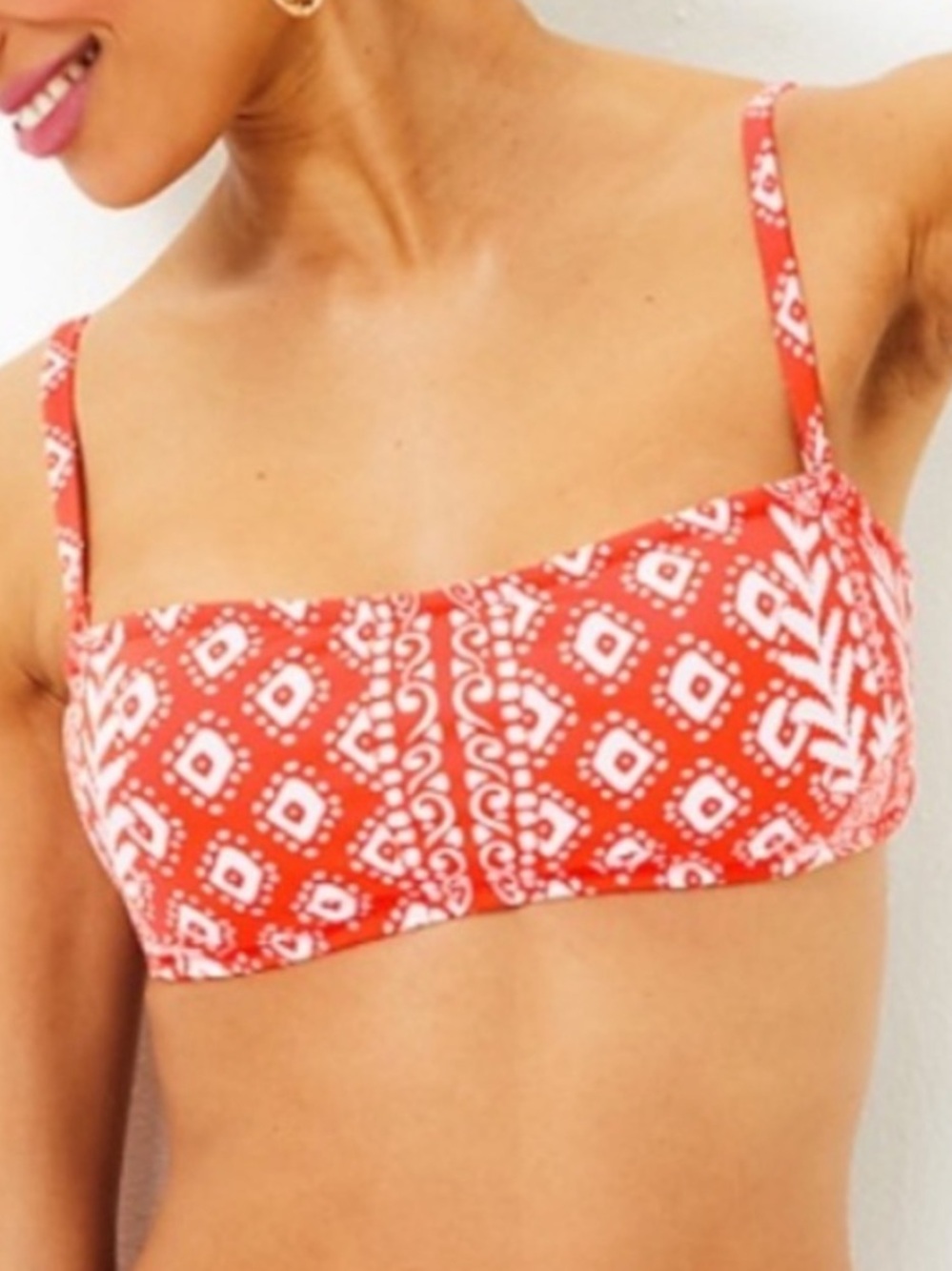Lilly Pulitzer Vizelle Bandeau Swim Top Orange and white size 6 Nwt